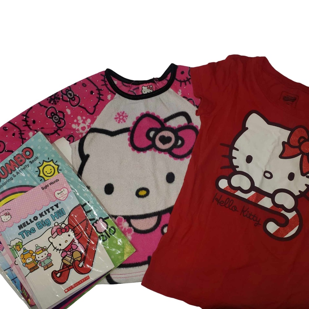 HELLO KITTY Lot Girl's Sweatshirt and T Shirt Size XS / Small Plus Free Books